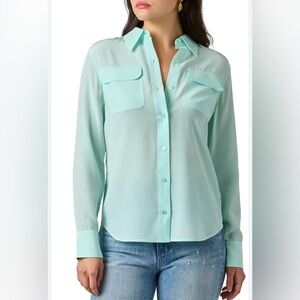 22” ptp Mint Green Women's Button-Up Blouse